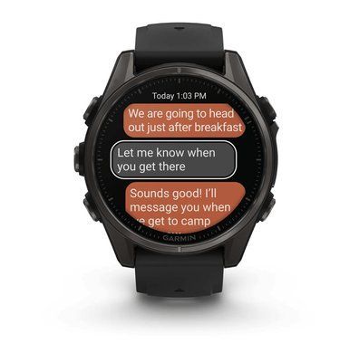 Спортивний годинник Garmin Fenix 8 Amoled 43 мм Sapphire Carbon Gray DLC Titanium з чорним силіконовим ремінцем 010-02903-21 фото