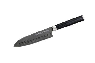 Ніж кухонний Сантоку з жолобчастою лінією леза 138 мм Samura Mo-V Stonewash (SM-0093B) SM-0093B фото