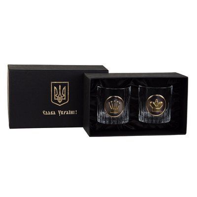 Набір келихів для віскі ШАХИ Boss Crystal, 2 келиха, срібло, золото, чистий кришталь B2CHE2XG фото