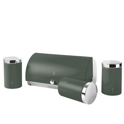 Набір хлібниці з трьома ємностями для зберігання продуктів Berlinger Haus Matte Green Collection (BH-6833) BH-6833 фото