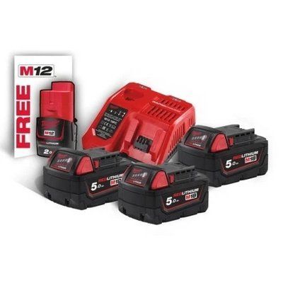 Енергокомплект MILWAUKEE M18 NRG-503 (ЗП M12-18FC+3акк.Х5А В5) + подарунок акумулятор M12 B2 4933451423 фото