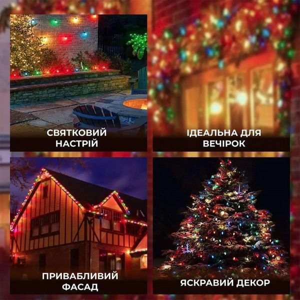 Гірлянда вулична у стилі ретро світлодіодна мультиколор S14 на 10 LED ламп завдовжки 5 метрів S14ML Garlando S14ML S14ML фото