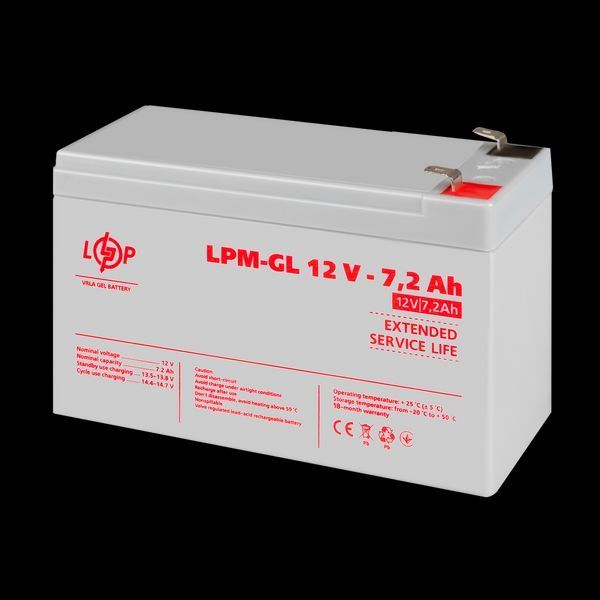 Акумулятор гелевий LPM-GL 12V - 7.2 Ah 6561(log) фото