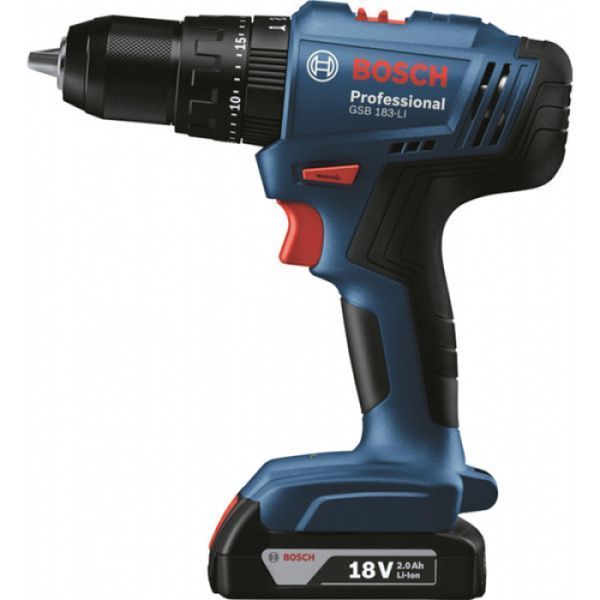 Акумуляторний ударний дриль-шурупокрут Bosch GSB 183-LI (1x2.0Ah; GAL 18V-20; Carry Case) 06019K9101 фото