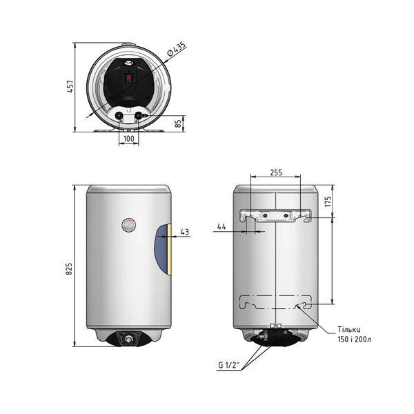 Водонагрівач електричний Thermo Alliance Spectra 80 л вертикальний, сухі ТЕНи 2,0 кВт, d 435 мм 48233 фото