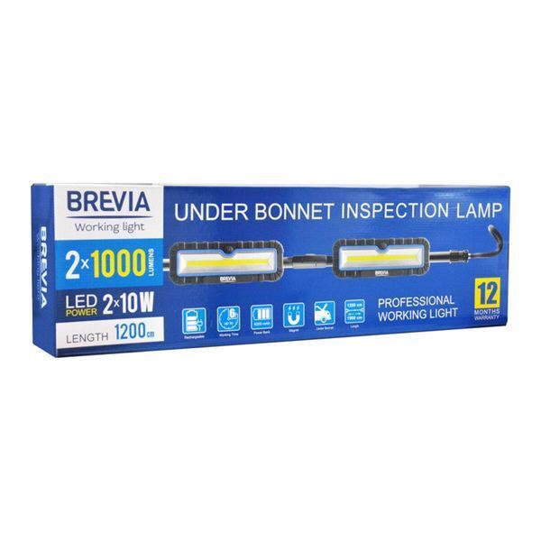Професійна інспекційна лампа Brevia LED 120-190см 2x10W COB 2x1000lm 2x4000mAh Power Bank, type-C 11520(L) фото