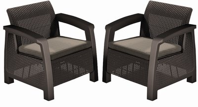 Кресло Keter Bahamas Duo set, коричневый - серо-бежевый (3253929000508) 3253929000508 фото