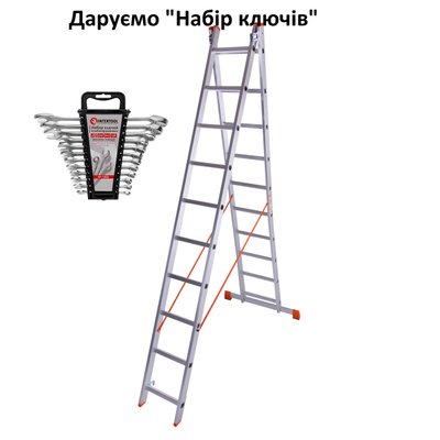 Драбина двосекційна алюмінієва Laddermaster Sirius A2A10. 2x10 ступенек + подарунок 3957-01 фото