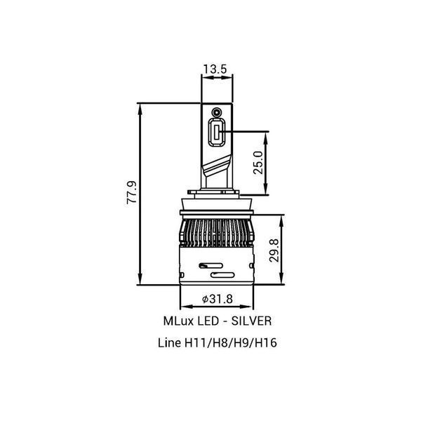 Комплект ламп MLux LED - SILVER Line H8/H9/H11/H16, 28 Вт, 5000&deg;К (2 шт.) 116413365 116413365 фото
