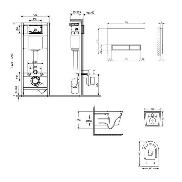 Готове рішення Qtap для ванної кімнати: підвісний унітаз Swan Ultra Quiet 520x360x320 + комплект інсталяції SD00054306 фото