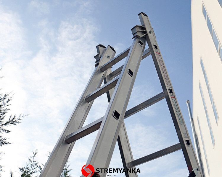 Двосекційна алюмінієва драбина Duomax Pro VIRASTAR 2х8 щаблів TSA5 фото