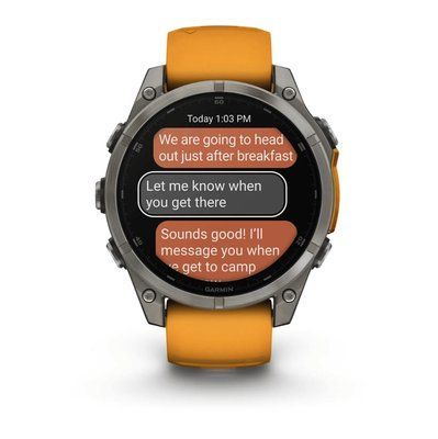 Спортивний годинник Garmin Fenix 8 Amoled 47 мм Sapphire Titanium з оранжевим силіконовим ремінцем 010-02904-11 010-02904-11 фото