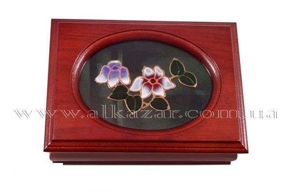 Скринька для прикрас King Wood з квітами в овальному віконці JF-K09085B фото