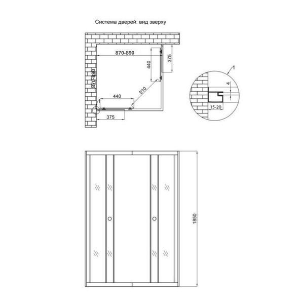Душова кабіна Lidz Wawel SC90x90.SAT.LOW.GR, скло тоноване 4 мм без піддона SD00047623 фото