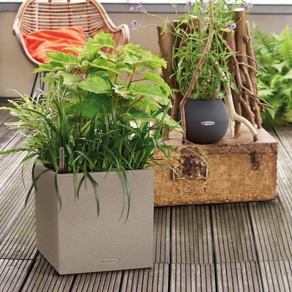 Вазон Lechuzа Canto Stone Low 40, графітово-чорний 13722 фото