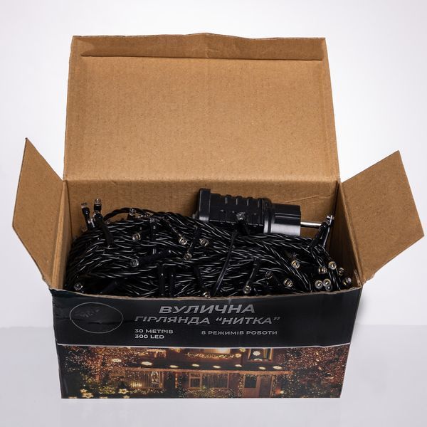 Гірлянда Нитка вулична 30 (м) 300 LED чорний провід Жовтий CF300L30MBY Garlando CF300L30MBY CF300L30MBY фото