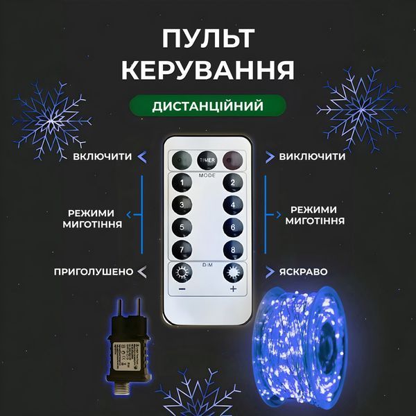 Гірлянда роса на пульті 100 метрів на 1000 led світлодіодів крапля на білому дроті синя 1000L100MWBL Garlando 1000L100MWBL 1000L100MWBL фото