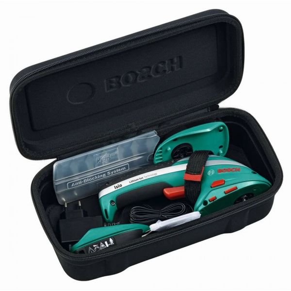 Кущоріз-ножиці акумуляторний Bosch ISIO 3 в чохлі з ножем для трави, ножем кущоріза, акб та з/п 0.600.833.108 600833108 фото