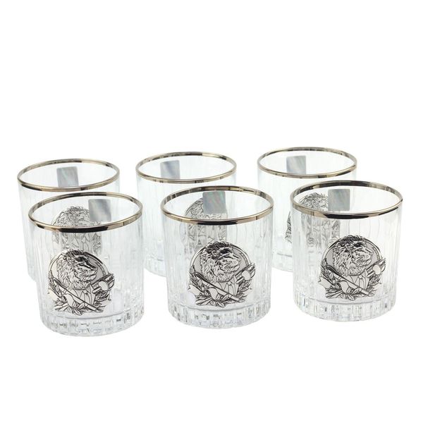 Сет кришталевих стаканів з платиною Boss Crystal «Келих ЛІДЕР», 6 келихів, срібло BCR6LPL фото