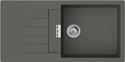 Мийка кухонна Hansgrohe S52, граніт, прямокутник, з крилом, 980х480х190мм, чаша - 1, врізна, сірий камінь 43358290 фото