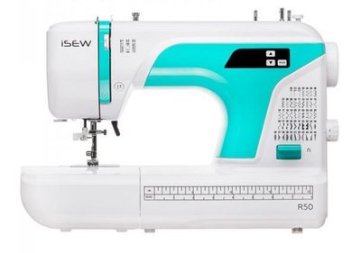Швейна машина iSEW R50, комп'ютеризована, 42Вт, 50 шв.оп., петля полуавтомат, білий + бірюзовий ISEW-R50 фото