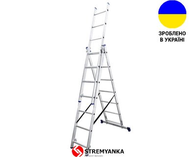 Алюминиевая трехсекционная лестница 3х7 ступеней TRIOMAX VIRASTAR VTL037 фото