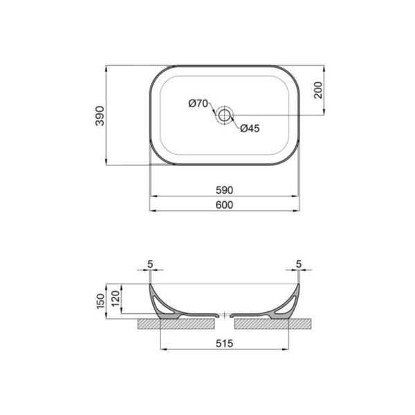 Раковина-чаша Qtap Robin 600x390x150 Matt black QT132143PMBMBN SD00052909 фото