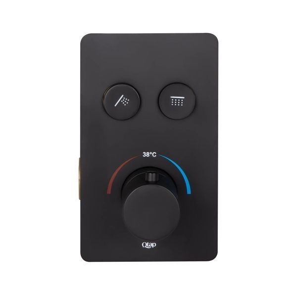 Змішувач для душу Qtap Votice термостатичний прихованого монтажу на два споживача QTVOT6442T105NKB Black Matt SD00048320 фото
