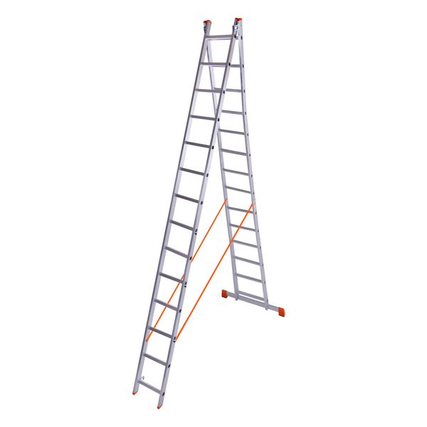 Драбина двосекційна алюмінієва Laddermaster Sirius A2A14. 2x14 ступенек + подарунок 3959-01 фото