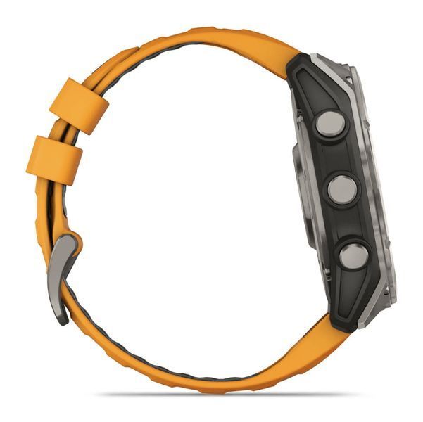 Спортивний годинник Garmin Fenix 8 Amoled 51 мм Sapphire Titanium з оранжевим силіконовим ремінцем 010-02905-11 010-02905-11 фото