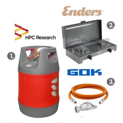 Набір: газова плита Enders Canberra + балон газовий HPCR-G.4, 18,2 л + комплект під'єднання 1790N18 фото