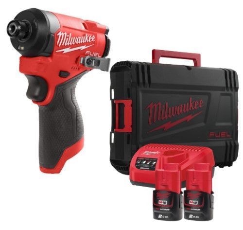 Шуруповерт ударний акумуляторний безщітковий 1/4'' HEX MILWAUKEE, M12 FID2-202Х, 170Нм (зарядний пристрій С12 С, 2 акумулятори М 4933479877 фото