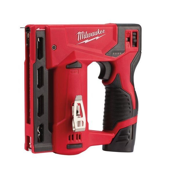 Степлер акумуляторний MILWAUKEE, M12 BST-202X (зарядний пристрій С12 С, 2 акумулятори М12 В2 2Аг, кліпса для ременя, HD кейс) 4933459635 фото