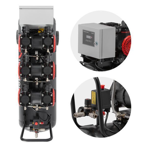 Компресор 100 л безмасляний 6 циліндрів 750 л/хвил INTERTOOL PT-0041 PT-0041 фото