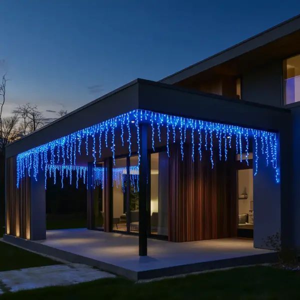 Вулична гірлянда Бахрома 25 м 405 LED гірлянда штора білий провід Синій 25MWBL Garlando 25MWBL 25MWBL фото