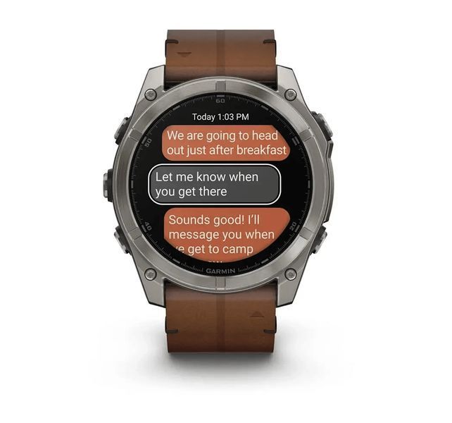 Спортивний годинник Garmin Fenix 8 Amoled 51 мм Sapphire Carbon Grey з коричневим шкіряним ремінцем 010-02905-40 010-02905-40 фото