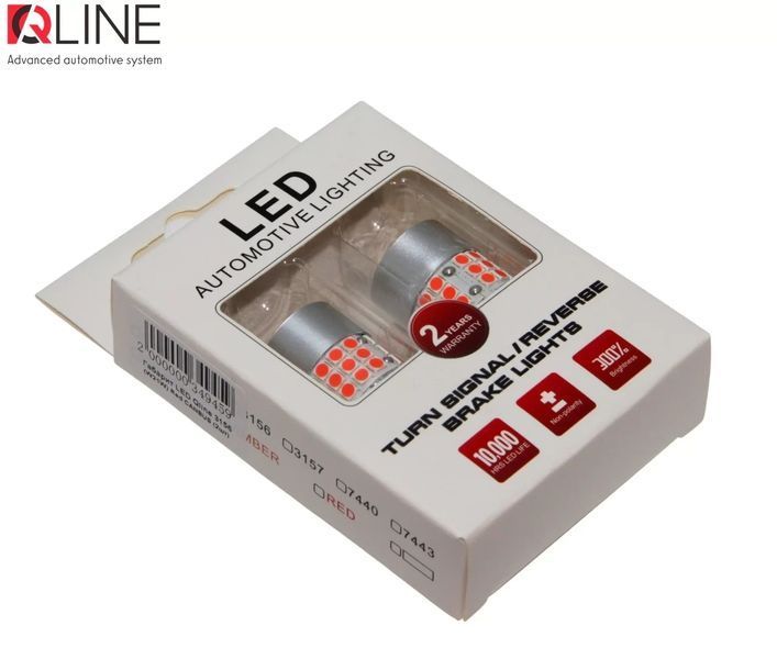 Світлодіодні габарити LED Qline 3156 (P27W) Red CANBUS (2шт) 34945-car фото