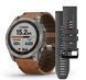 Спортивний годинник Garmin Fenix 8 Amoled 51 мм Sapphire Carbon Grey з коричневим шкіряним ремінцем 010-02905-40 010-02905-40 фото 1