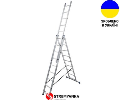 Алюминиевая трехсекционная лестница 3х9 ступеней TRIOMAX VIRASTAR VTL039 фото