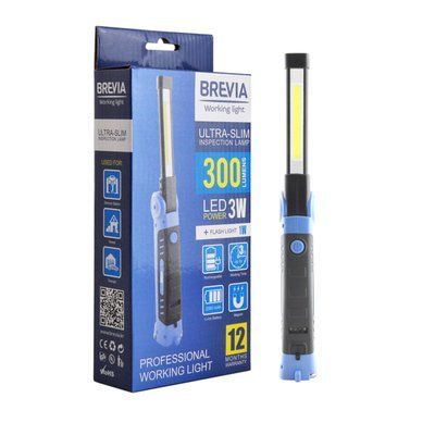 Ліхтар інспекційний Brevia LED Ultra-slim 3W COB+1W LED 300lm, 2000mAh, microUSB 11360(L) фото
