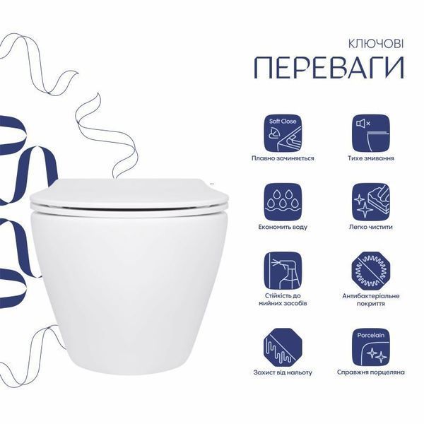 Унітаз підвісний Qtap Jay безободковий Ultra Quiet з сидінням Soft-close QT07335177W SD00050899 фото