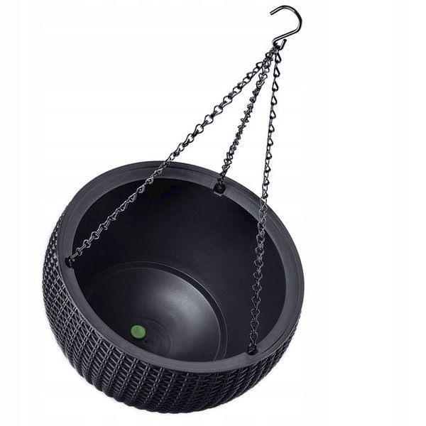 Горщик для рослин Keter Rattan hanging sphere з ланцюжками підвісний, антрацит, 8,6 л 7290106924499 фото