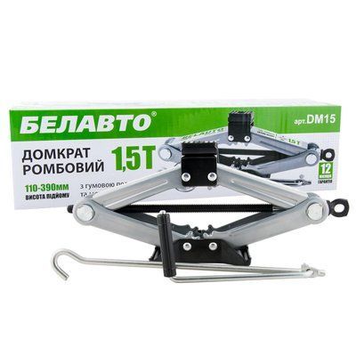 Домкрат ромбовий Белавто 1,5т гумова подушка, вис. підйому 110-390мм DM15(L) фото