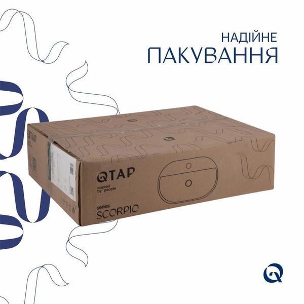 Комплект Qtap Scorpio: Раковина накладна овальна 500x380x120 мм White + Донний клапан PU02 SD00053437 фото