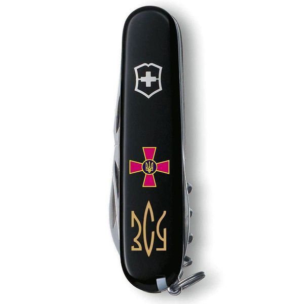 Ніж "Victorinox" Climber Army 91мм/14функ/чорн /Емблема ЗСУ + Тризуб ЗСУ золот 1.3703.3_W1015u фото