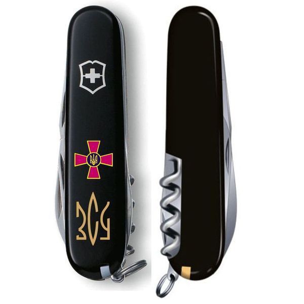 Ніж "Victorinox" Climber Army 91мм/14функ/чорн /Емблема ЗСУ + Тризуб ЗСУ золот 1.3703.3_W1015u фото
