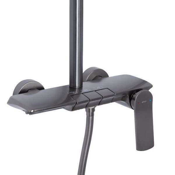 Душова система універсальна Qtap Slavonice на три споживача (з виливом) QTSLA111GMB45905 Gunmetal Black PVD SD00052029 фото