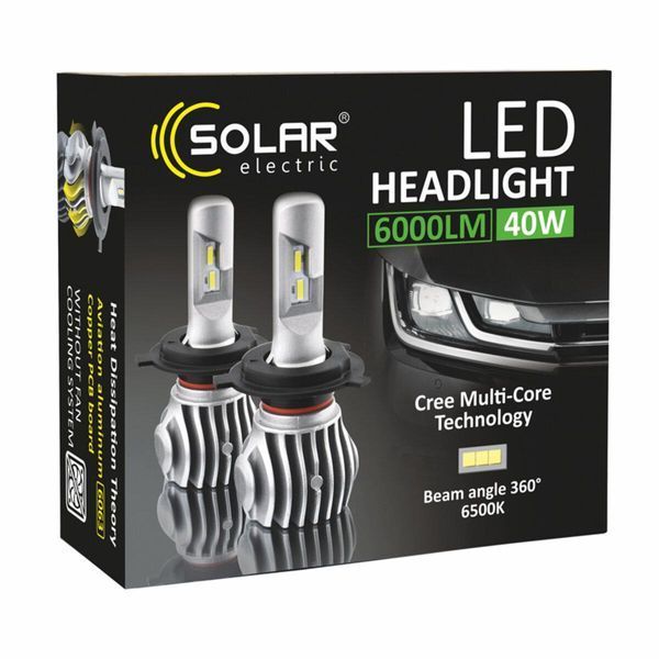 LED автолампа Solar H4 12/24V 6500K 6000Lm 40W Cree Chip 8604(L) фото