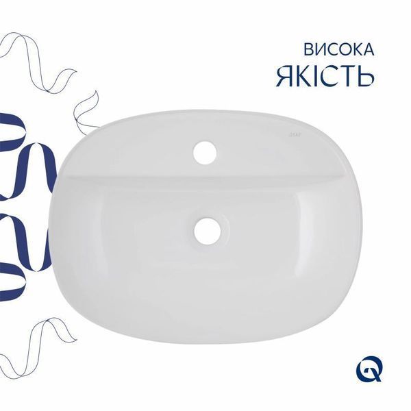 Комплект Qtap Scorpio: Раковина накладна овальна 500x380x120 мм White + Донний клапан PU02 SD00053437 фото