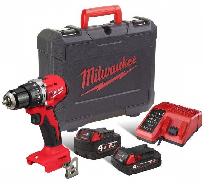 Дриль-шуруповерт з ударом акумуляторний безщітковий MILWAUKEE, М18 BLPDRC-422С, 60,5Нм (зарядний пристрій М12-18 С, 1 акумулятор 4933492825 фото